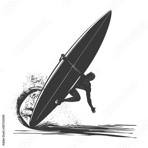 silhouette man windsurfing athlete in action full body black color only