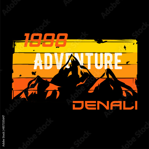 Denali National Park with sunset view perfect for sticker, print, etc