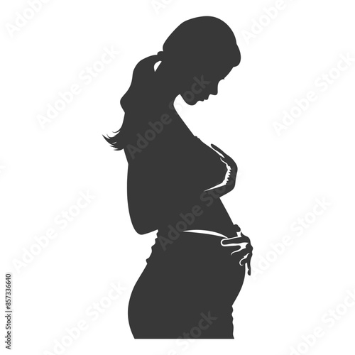 Pregnant Woman Silhouette: Tender Touch on Bump, Future Motherhood.
