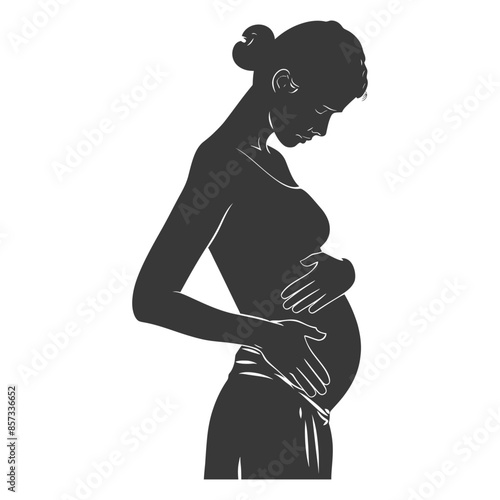 Silhouette of a Pregnant Woman: Embracing Motherhood's Form, Serene Contemplation.