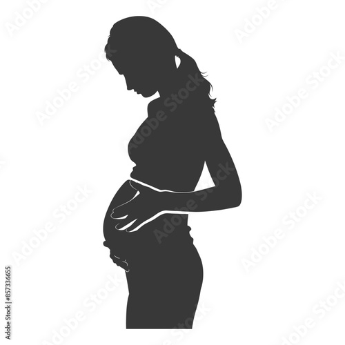Pregnant Woman Silhouette: Tender Touch, Expectant Mother, Simple Elegance.