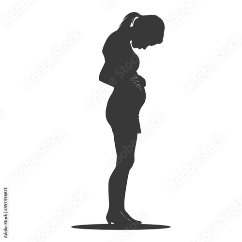 Pregnant Woman Silhouette: Contemplative Pose, Profile View.