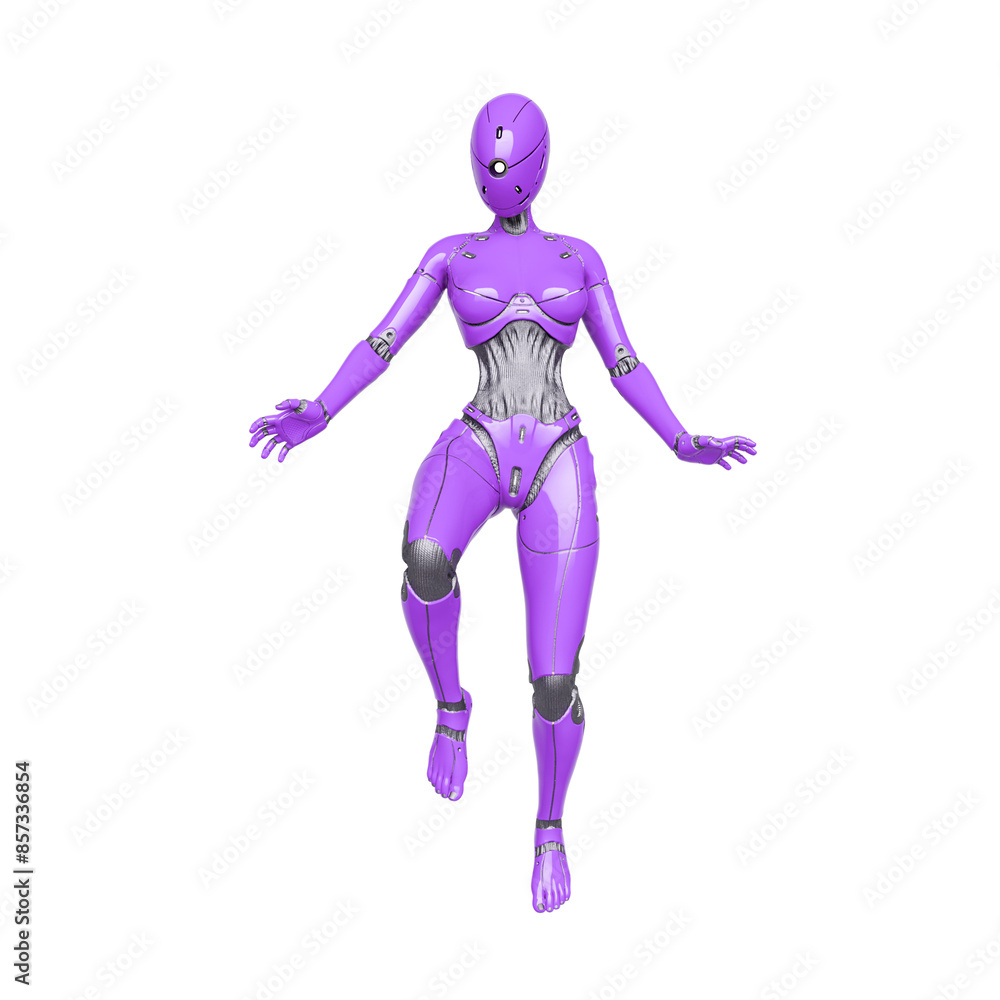 gynoid is the super fembot is floating in white background gynoid is the super fembot is floating in white background