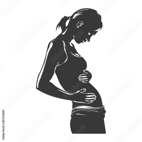 Silhouette of a Pregnant Woman: Hopeful Expectation.