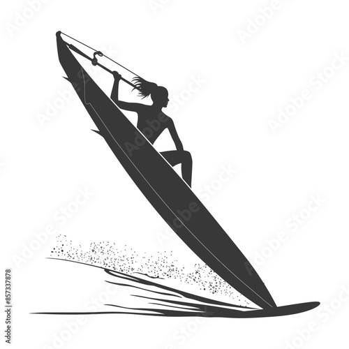 Silhouette Windsurfer: Ponytail Splash Vector
