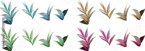 Vector twig leaves. Bright realistic plants