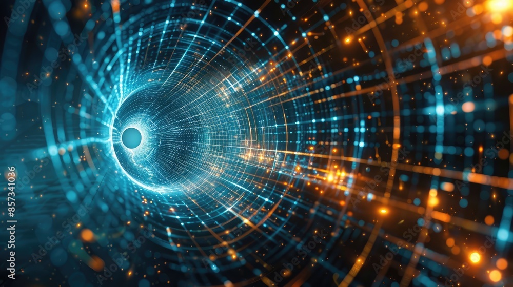A blue and orange spiral with a hole in the middle A blue and orange spiral with a hole in the middle
