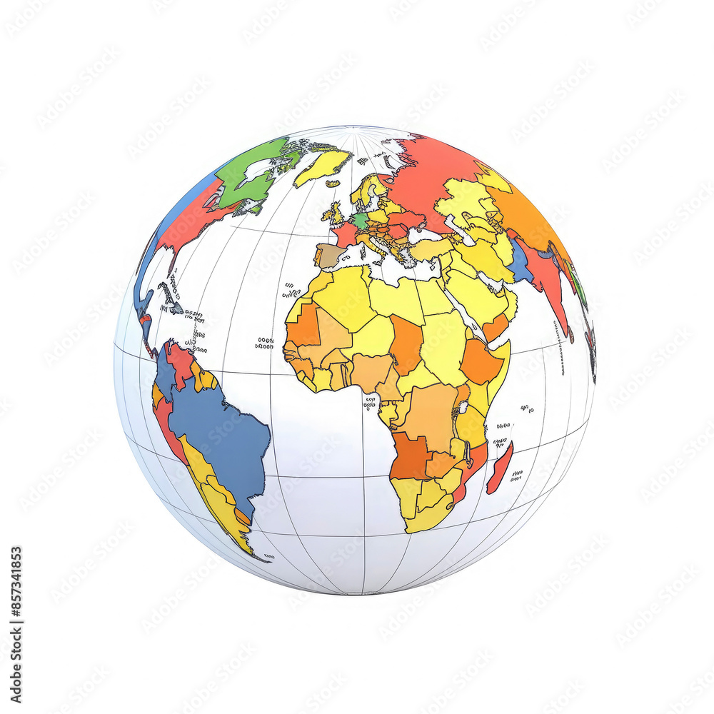 generated illustration of colorful globe against white background generated illustration of colorful globe against white background
