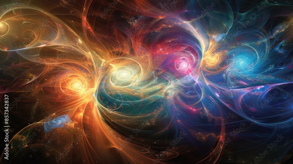 A colorful galaxy with a spiral shape A colorful galaxy with a spiral shape