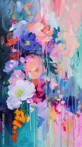 flowers, oil painting abstract floral painting