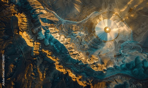 Aerial view of a concentrated solar thermal power plant photo
