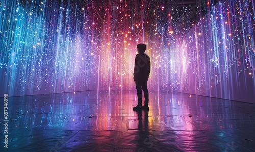 person exploring an interactive art exhibit, emphasizing the power of immersive experiences to inspire and engage photo