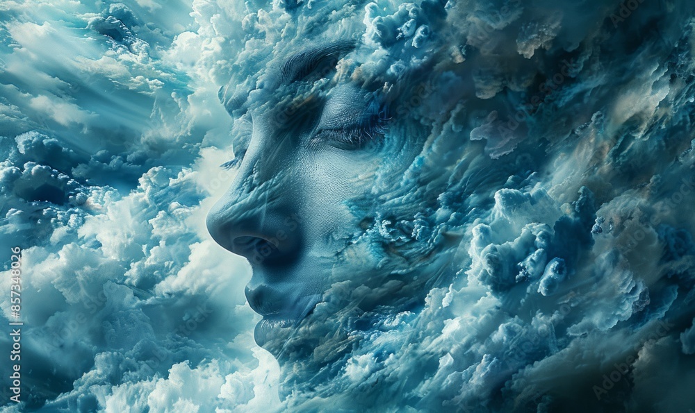 Cloud Girl dark indigo and light cyan, mind-blowing sculptures, realistic hyper-detail, fluid simplicity Cloud Girl dark indigo and light cyan, mind-blowing sculptures, realistic hyper-detail, fluid simplicity