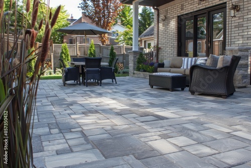 Pavers Brick. Brussel Block Design Pavers Enhancing Outdoor Patio Luxury
