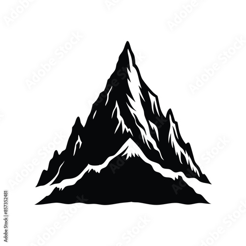 Majestic mountain peak silhouette vector art, perfect for nature, adventure, and travel designs