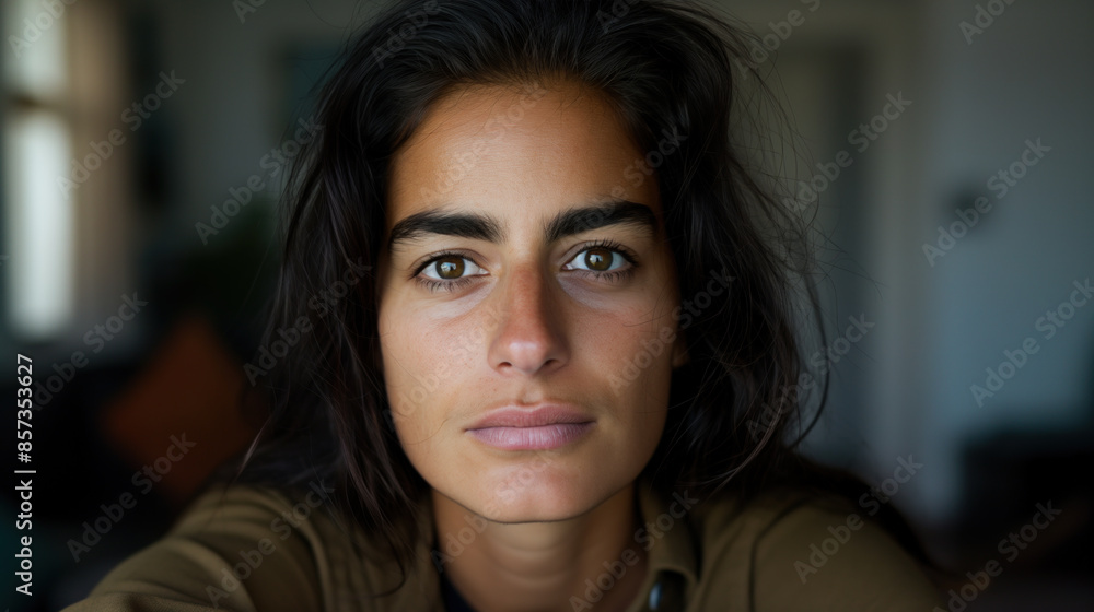 A candid portrait of a woman with brown hair and eyes A candid portrait of a woman with brown hair and eyes