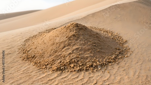 Desert sand pile, dune isolated on white background