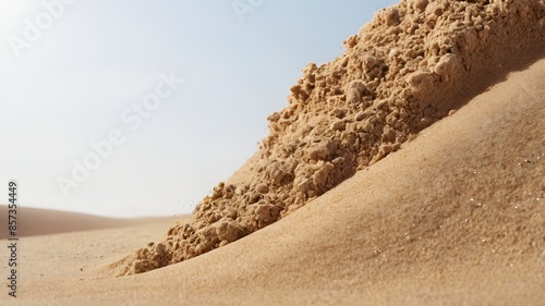 Desert sand pile, dune isolated on white background