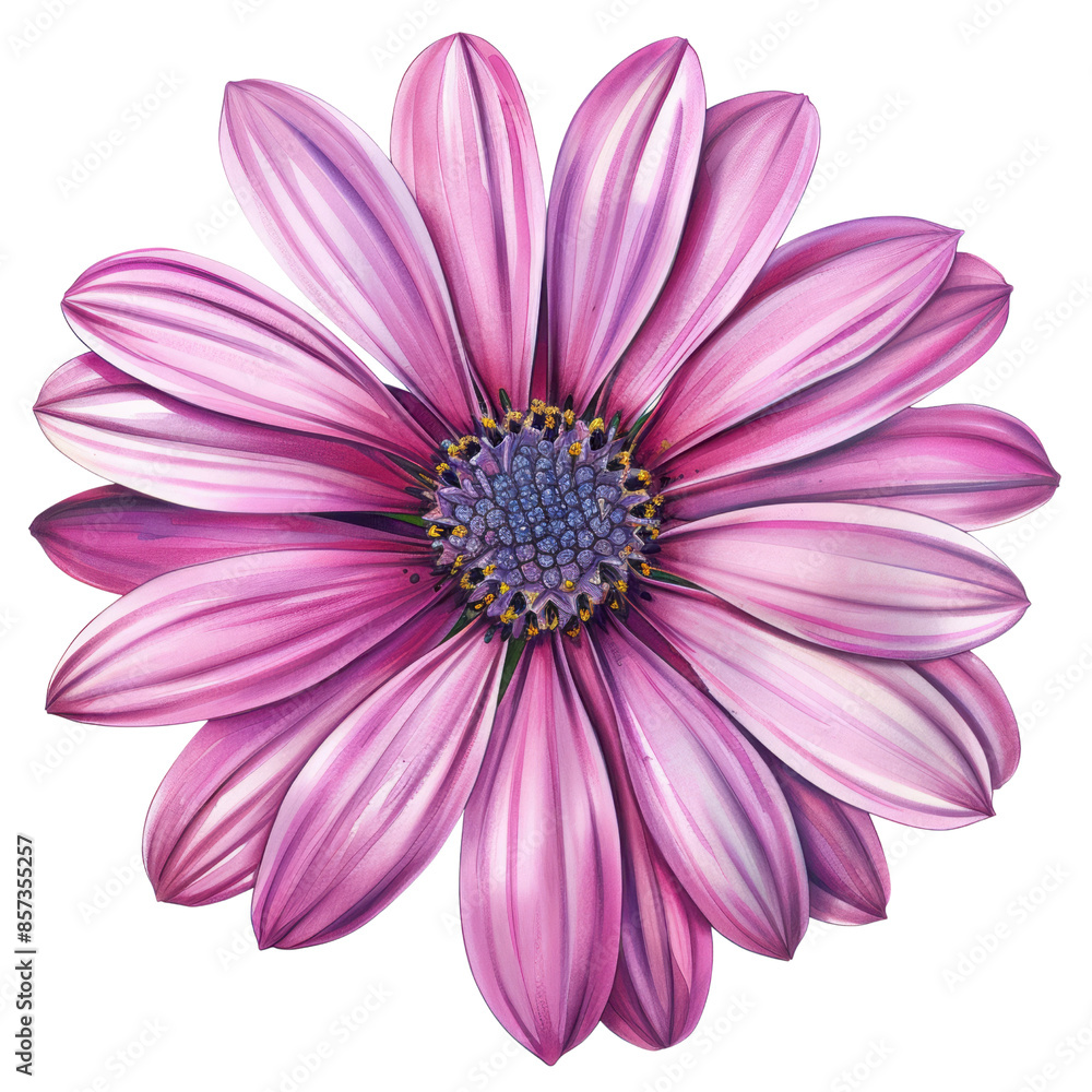 Obraz premium Pink daisy flower isolated on white background surrounded by nature's beauty