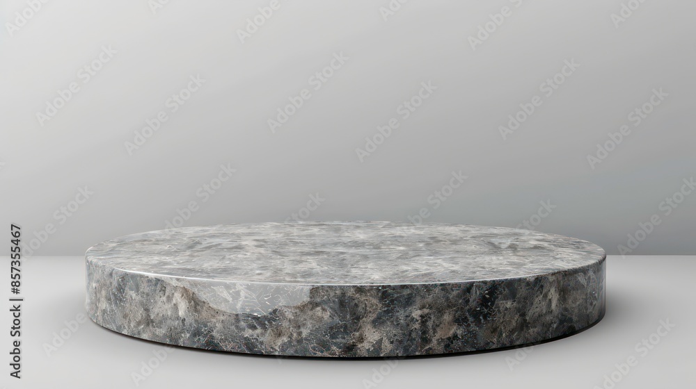 Fototapeta premium Concrete stone podium for product placement isolated on transparent and white background. Generative AI