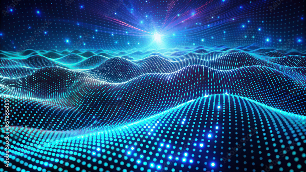 3D Wave Landscape: Data Technology Background with Dots and Binary Code - Big Data, Science, and Digital Processing 3D Wave Landscape: Data Technology Background with Dots and Binary Code - Big Data, Science, and Digital Processing
