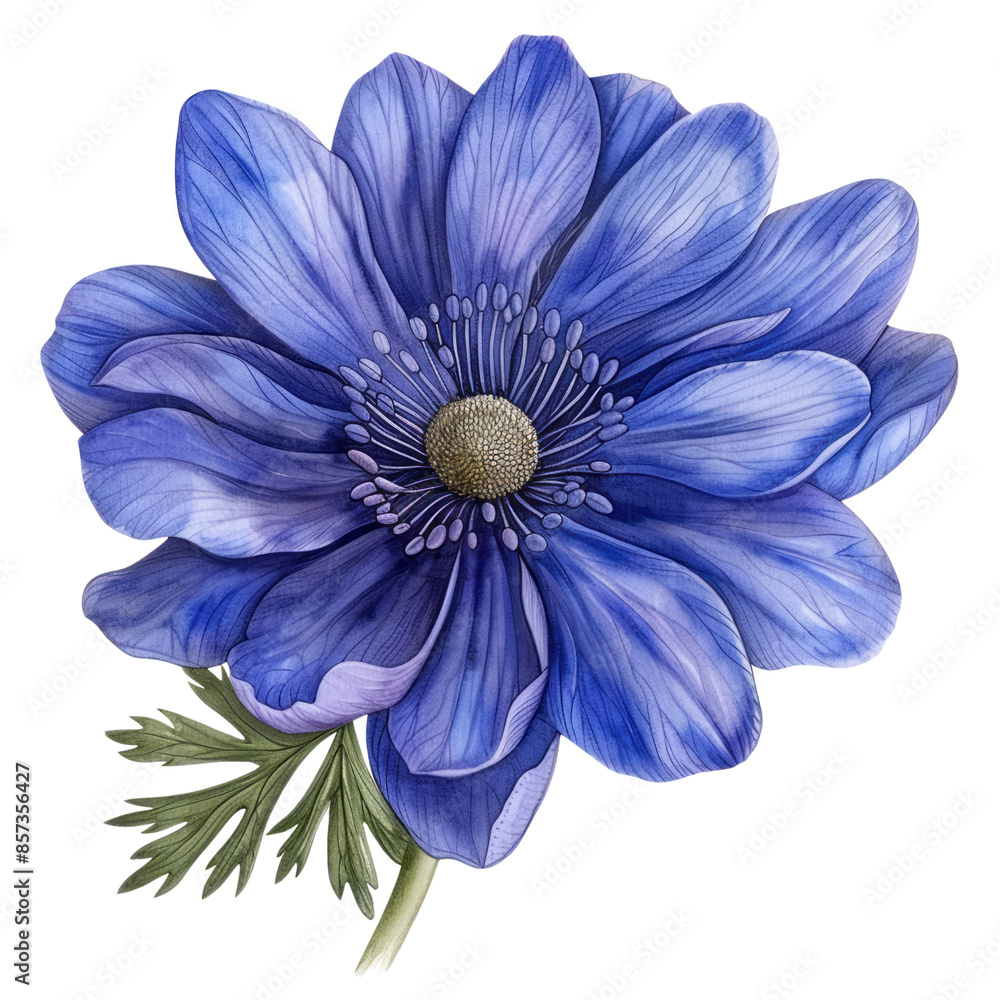 Fototapeta premium Blue anemone flower isolated on white background
