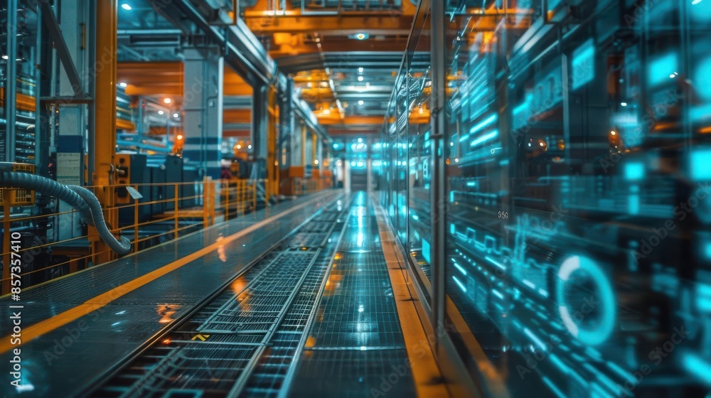 Fototapeta premium Factory floor with real time monitoring screens