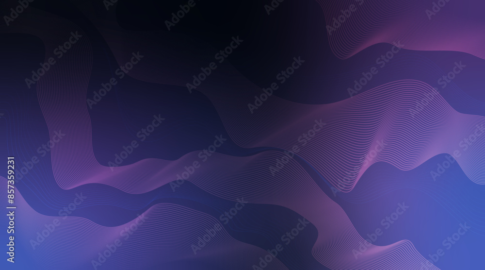 Dark purple gradient graphic background with geometric waves pattern ...