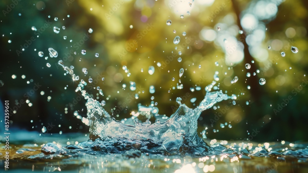 Close-Up of Water Splash with Bokeh Background Close-Up of Water Splash with Bokeh Background