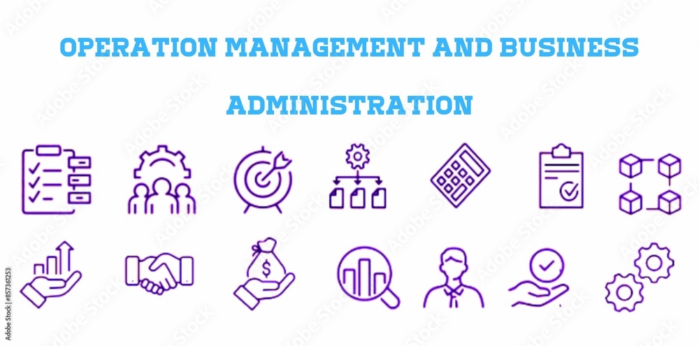 Fototapeta premium Operation management and business administration icons