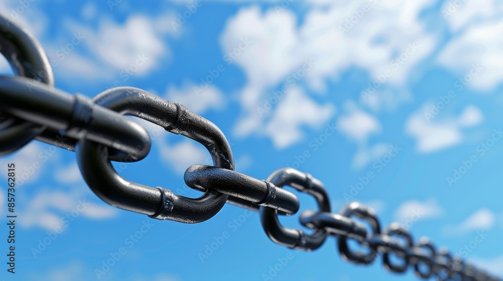 Naklejka premium blue backdrop with an iron chain