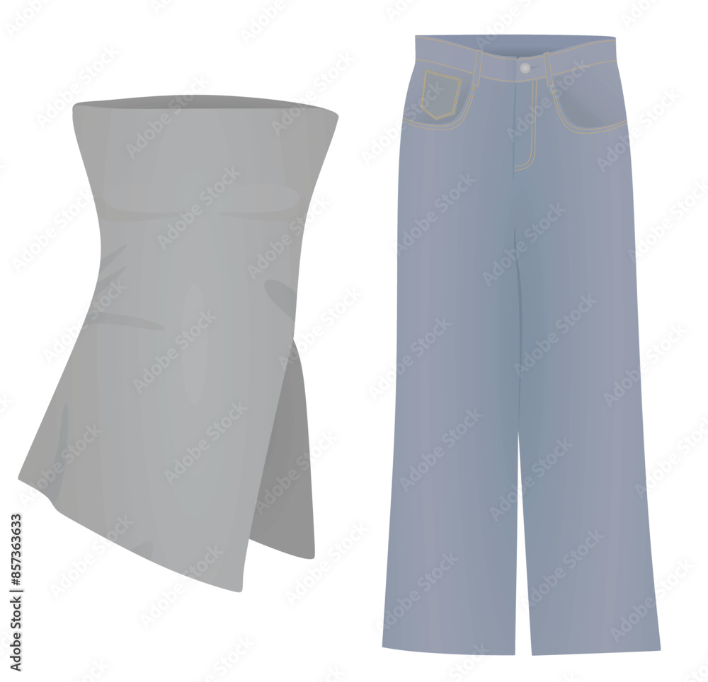 Ribbed t shirt and pants. vector Ribbed t shirt and pants. vector