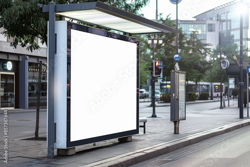 Wallpaper Mural Mock up of a blank white bus stop ad Torontodigital.ca
