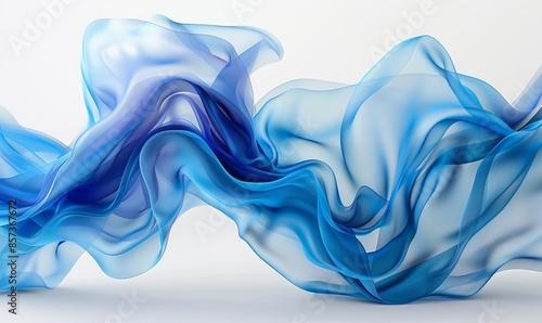 Abstract background of a semitransparent silk fabric of blue color