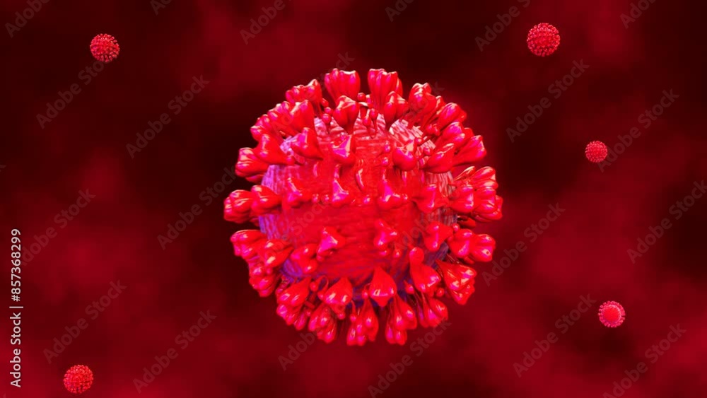 3D Animation Virus COVID 19 Coronavirus. Accurate model of dangerous pandemic virus cell close up under microscope.
3D Animation Virus COVID 19 Coronavirus. Accurate model of dangerous pandemic virus cell close up under microscope.