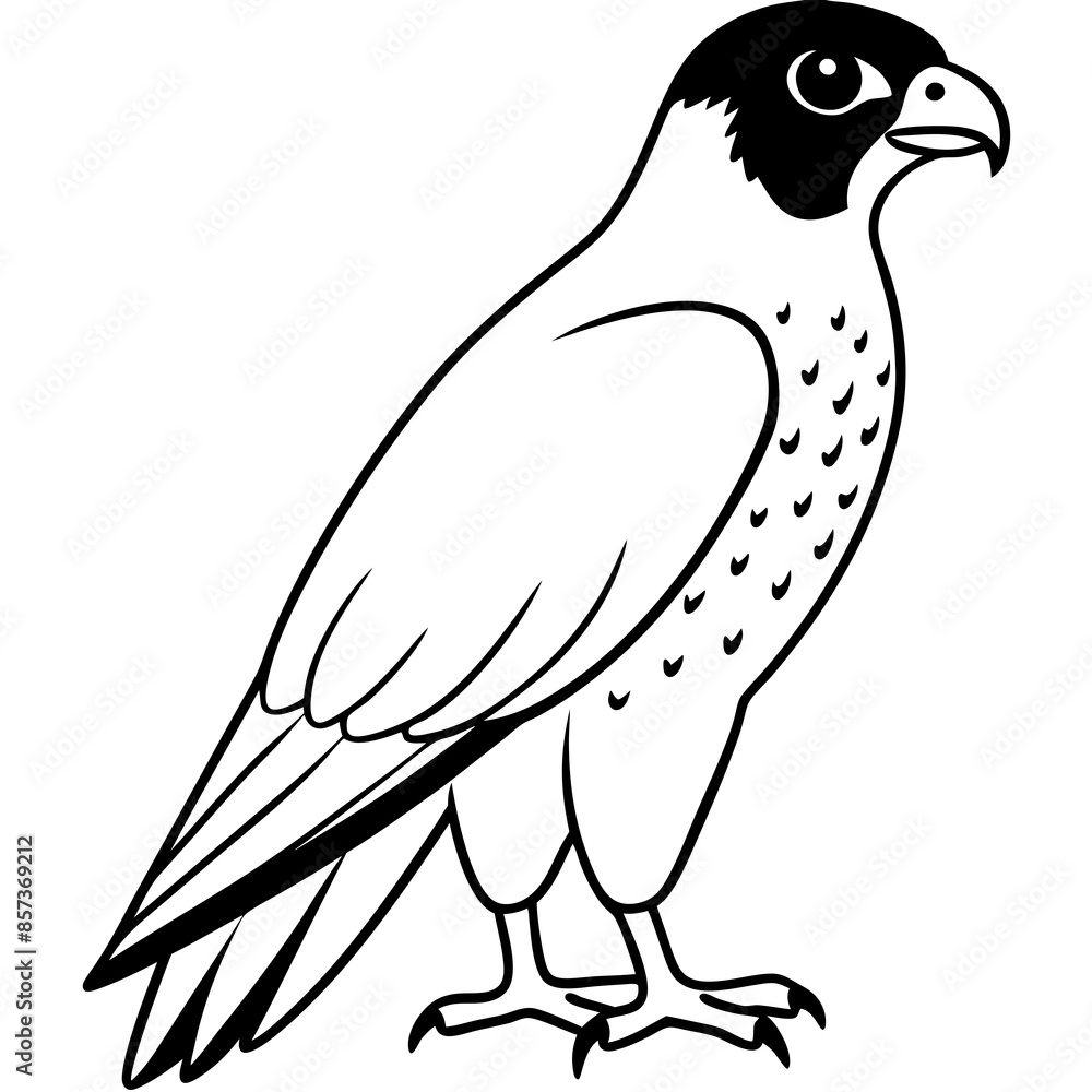 Fototapeta premium Peregrine Falcon line art vector illustration