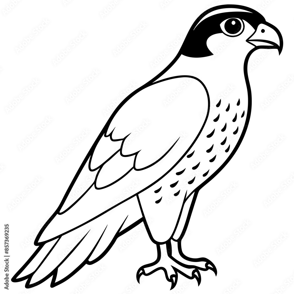 Fototapeta premium Peregrine Falcon line art vector illustration