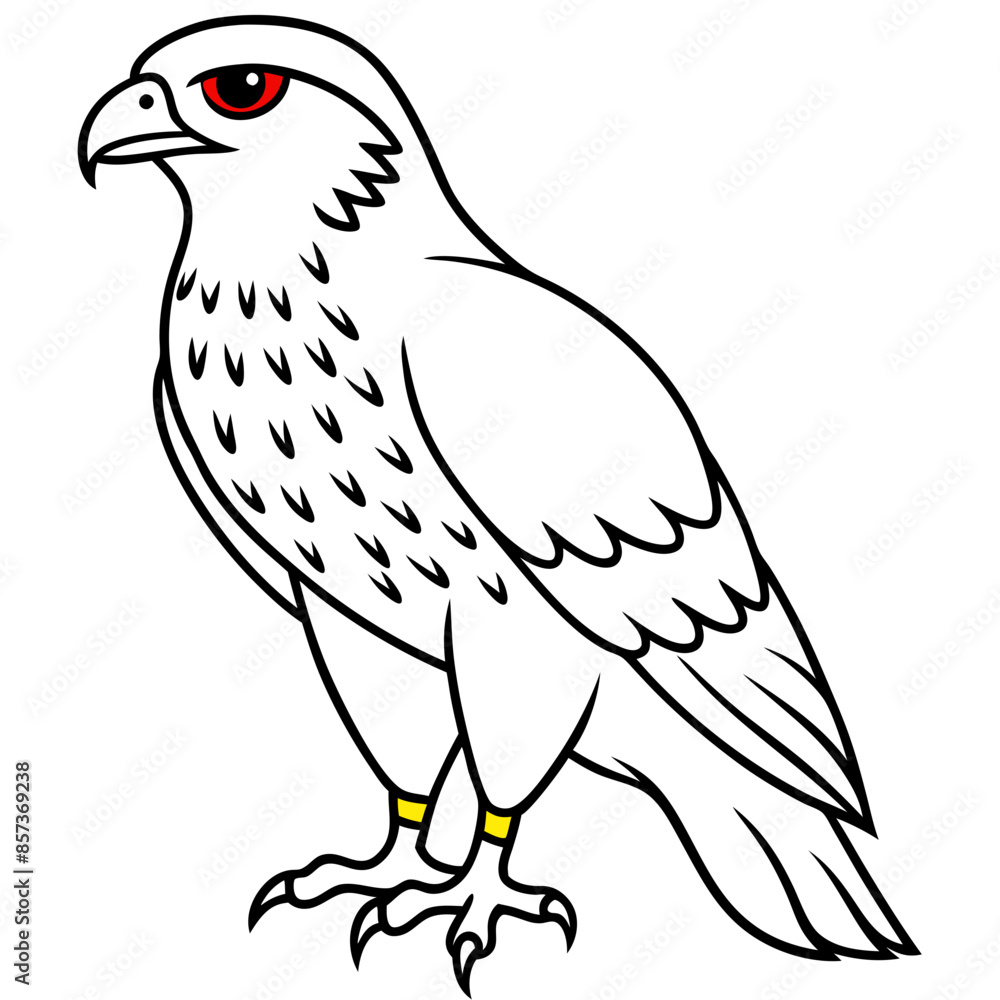 Fototapeta premium Red-tailed Hawk line art vector illustration