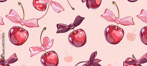 Pattern with a digital illustration of cherries 