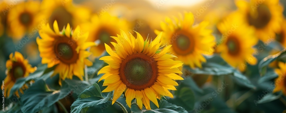 Scenic view of a field of sunflowers Scenic view of a field of sunflowers