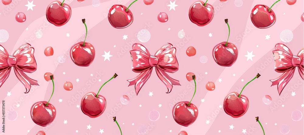 Pattern with a digital illustration of cherries Pattern with a digital illustration of cherries