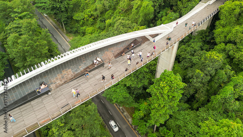 Photography Aerial view of Henderson Waves Bridge in Singapore