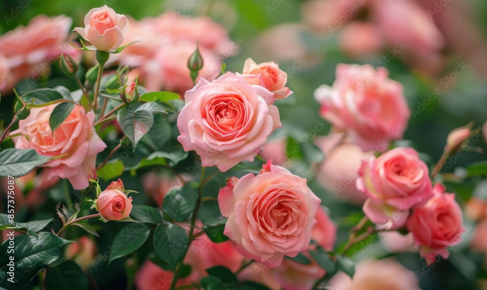 Blossoming rose bushes in summer Blossoming rose bushes in summer