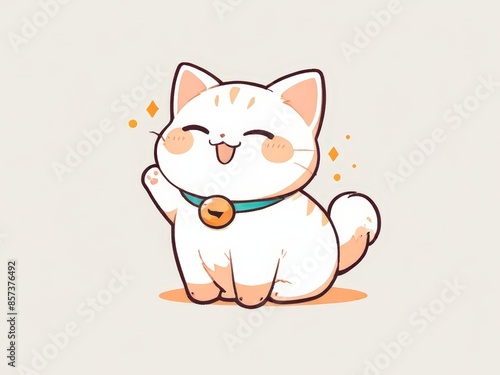 cute kitten illustration kawai design. flat cute cat illustration with pastel background. t-shirt design for cat lovers. artwork copy space