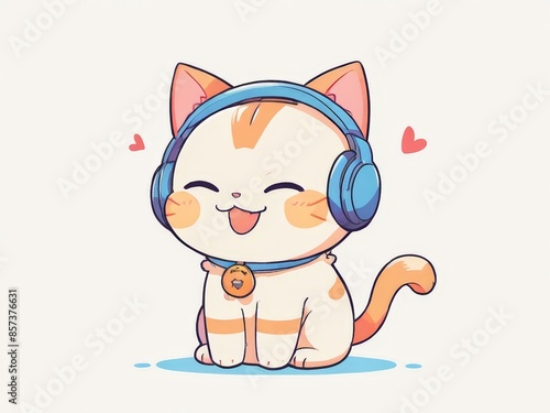 cute kitten illustration kawai design. flat cute cat illustration with pastel background. t-shirt design for cat lovers. artwork copy space