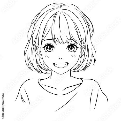 Anime character black and white Vector Image
