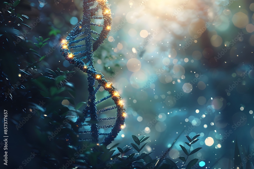 Dna strand close up in forest Dna strand close up in forest