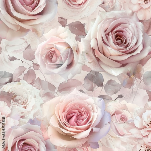 Watercolor blush pink and burgundy floral pattern 