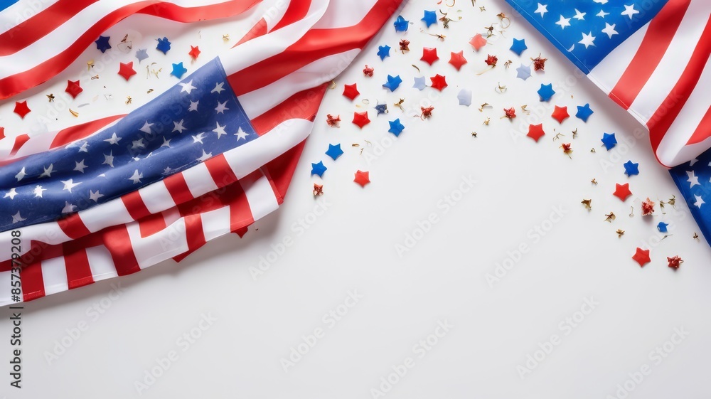 Obraz premium Starry frame on navy background with copy space, 4th july concept, usa concept. Patriotic Stars Frame. 
