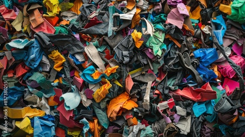 Scraps of colorful fabric in a full frame close-up abstract background